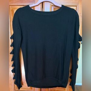 Aqua Black Knit Top w/long sleeve cutout arms